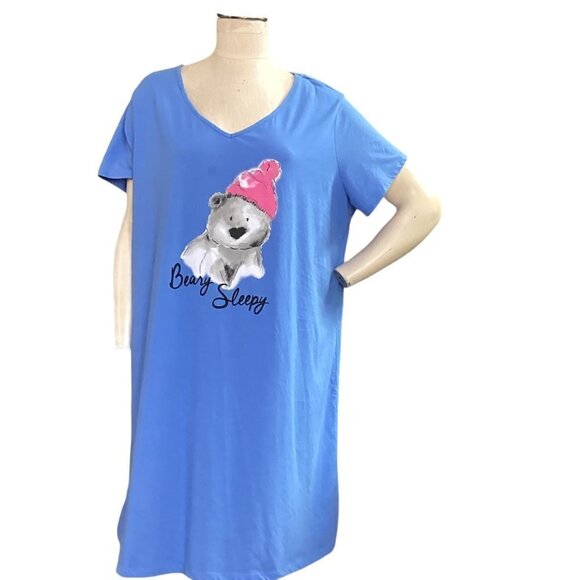 Secret Treasures Sz 2X/3X/20-24W Sleepwear Graphic Tunic Tee Beary Sleepy 159L - Picture 1 of 5